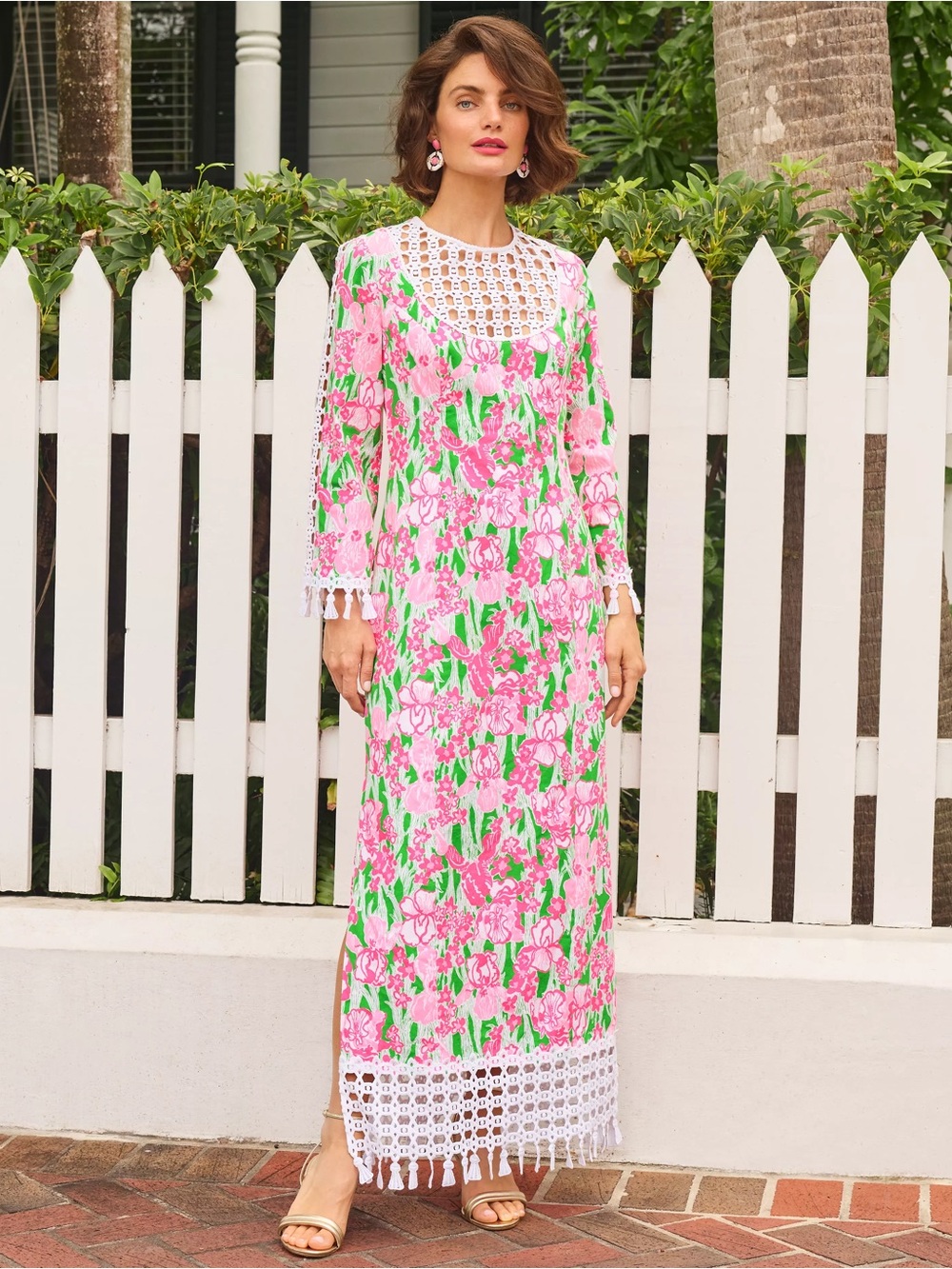 NWT Lilly Pulitzer Strothers Stretch Lace Trim Maxi Dress Putting Green Hannah 8
